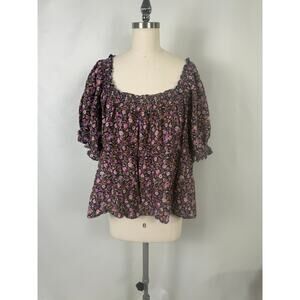 Old Navy XXL Stretch Floral Feminine Peasant Shrug Ruffle Top Cottage Core